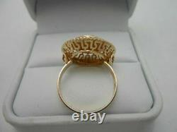 14K Yellow Gold Over Greek Style Sail Boat Tall Ship Vintage Unisex Ring