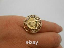 14K Yellow Gold Over Greek Style Sail Boat Tall Ship Vintage Unisex Ring