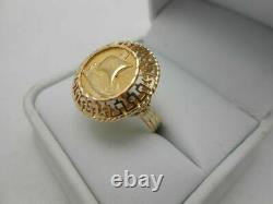 14K Yellow Gold Over Greek Style Sail Boat Tall Ship Vintage Unisex Ring