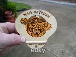 1940s Antique WW2 Veteran License plate topper Vintage Chevy Ford Motorcycle gm
