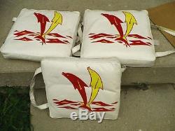 1950's Vintage set of 3 Dolphin Boat Cushions Nice and clean