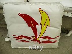 1950's Vintage set of 3 Dolphin Boat Cushions Nice and clean