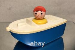 1972 Vintage Fisher Price House Boat Parts Boy Figure & Boat/ Loose/ Pre Owned