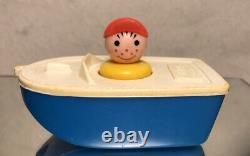 1972 Vintage Fisher Price House Boat Parts Boy Figure & Boat/ Loose/ Pre Owned