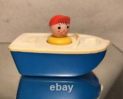 1972 Vintage Fisher Price House Boat Parts Boy Figure & Boat/ Loose/ Pre Owned