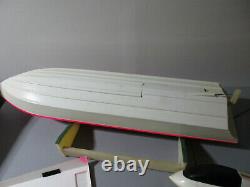 2 Vintage RC Boats 41 MRP Racer & Germany with Futaba Remote, Stand & Parts