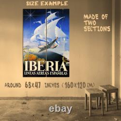 361162 Iberia Airplane Plane Globe Sail Boat Ship Spain Vintage Poster AU