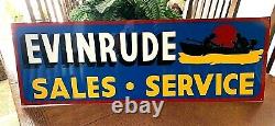 36 Vintage Hand Painted Evinrude Boat Parts Service Shop Sign Fishing Gas Oil