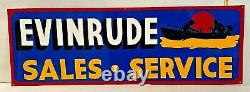 36 Vintage Hand Painted Evinrude Boat Parts Service Shop Sign Fishing Gas Oil