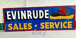 36 Vintage Hand Painted Evinrude Boat Parts Service Shop Sign Fishing Gas Oil