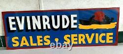 36 Vintage Hand Painted Evinrude Boat Parts Service Shop Sign Fishing Gas Oil