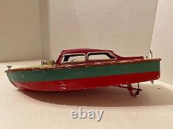3 Vintage 1950's Battery Operated Tin Toy Boats Selling for Parts or Restoration