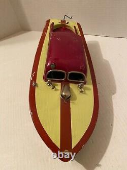 3 Vintage 1950's Battery Operated Tin Toy Boats Selling for Parts or Restoration