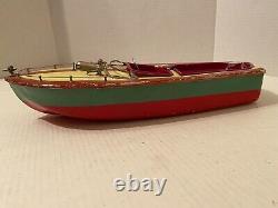 3 Vintage 1950's Battery Operated Tin Toy Boats Selling for Parts or Restoration