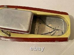 3 Vintage 1950's Battery Operated Tin Toy Boats Selling for Parts or Restoration