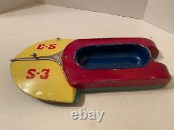 3 Vintage 1950's Battery Operated Tin Toy Boats Selling for Parts or Restoration