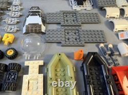5lb LEGO Transportation Lot Rubber Tires Glass Wheels Space Printed Bricks Figs