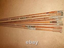 8- Vintage Split Bamboo Boat Rods for Restoration/Parts