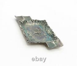 925 Sterling Silver Vintage Antique Oxidized Boat Scene Ash Tray TR1406