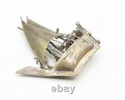 925 Sterling Silver Vintage Dark Tone Sail Boat Sculpture Trinket TR1774