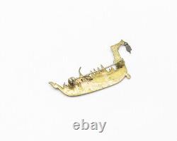 925 Sterling Silver Vintage Enamel Detail Dragon Boat Brooch Pin BP6823