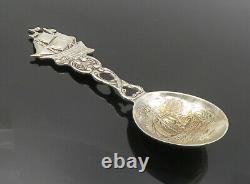925 Sterling Silver Vintage Shiny Etched Sail Boat Decorative Spoon TR1490