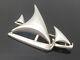925 Sterling Silver Vintage Shiny Smooth Sail Boat Motif Brooch Pin Bp4365