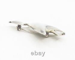 925 Sterling Silver Vintage Shiny Smooth Sail Boat Motif Brooch Pin BP4365