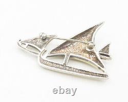 925 Sterling Silver Vintage Shiny Smooth Sail Boat Motif Brooch Pin BP4365