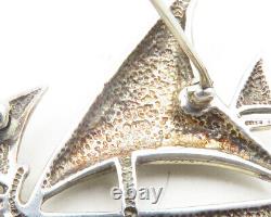 925 Sterling Silver Vintage Shiny Smooth Sail Boat Motif Brooch Pin BP4365