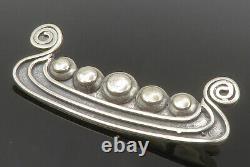 925 Sterling Silver Vintage Shiny Swirl Boat Design Brooch Pin BP5436