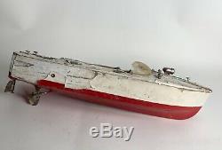AS IS 50s Vtg TMY Japan WOODEN SPEED BOAT TOY BOAT Battery Powered RESTORE Parts