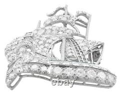 Antique 2.65ct Diamond and Emerald Platinum Ship Brooch Circa 1910