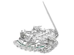 Antique 2.65ct Diamond and Emerald Platinum Ship Brooch Circa 1910