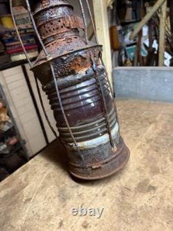Antique Rare Nautical Ship Boat Marine Caged Oil Lamp Lantern Red Globe Parts