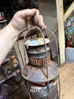 Antique Rare Nautical Ship Boat Marine Caged Oil Lamp Lantern Red Globe Parts