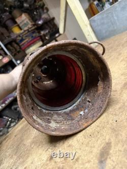 Antique Rare Nautical Ship Boat Marine Caged Oil Lamp Lantern Red Globe Parts