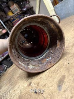 Antique Rare Nautical Ship Boat Marine Caged Oil Lamp Lantern Red Globe Parts