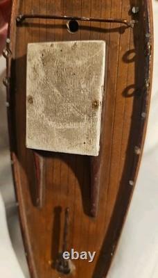 Antique Vintage 14 Wood Pond Boat Yacht Sailboat Original Metal Parts Or Repair