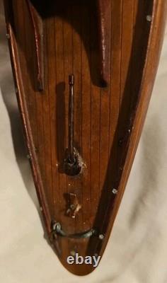 Antique Vintage 14 Wood Pond Boat Yacht Sailboat Original Metal Parts Or Repair