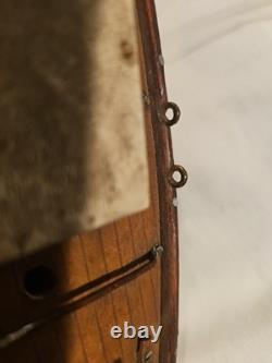Antique Vintage 14 Wood Pond Boat Yacht Sailboat Original Metal Parts Or Repair