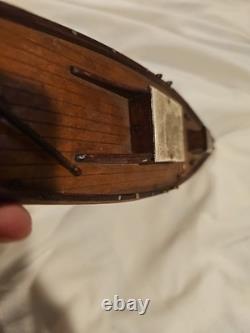 Antique Vintage 14 Wood Pond Boat Yacht Sailboat Original Metal Parts Or Repair