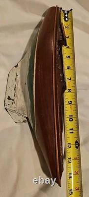 Antique Vintage 14 Wood Pond Boat Yacht Sailboat Original Metal Parts Or Repair