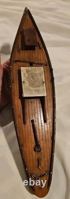 Antique Vintage 14 Wood Pond Boat Yacht Sailboat Original Metal Parts Or Repair