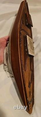 Antique Vintage 14 Wood Pond Boat Yacht Sailboat Original Metal Parts Or Repair