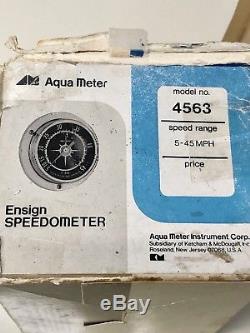 Aqua Meter Vintage Old Boat 45 MPH Speedometer GaugeSpeedoNOS with pitot kit