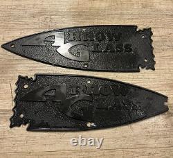 Arrow Glass boat name plate placard emblem pair Vintage marine parts