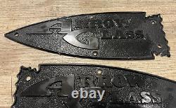 Arrow Glass boat name plate placard emblem pair Vintage marine parts