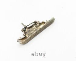 BREAKELL 925 Sterling Silver Vintage Dark Tone Steam Boat Brooch Pin BP7154