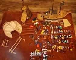 Big Lot of Vintage Playmobil Figures Accessories Parts Pieces Horses Boat Tent